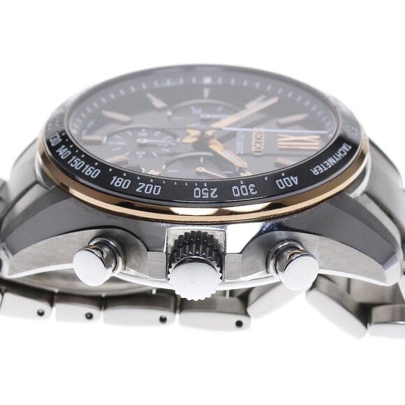 SEIKO Brights mechanical Chronograph black Automatic Watch_834727